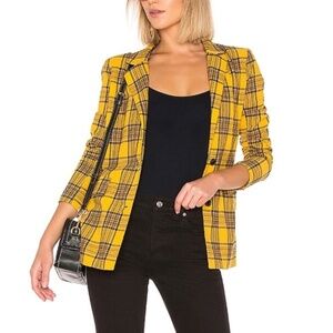 LPA Boxy Blazer in Mustard Plaid